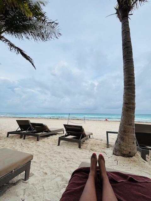 Beach chairs and towels available for use