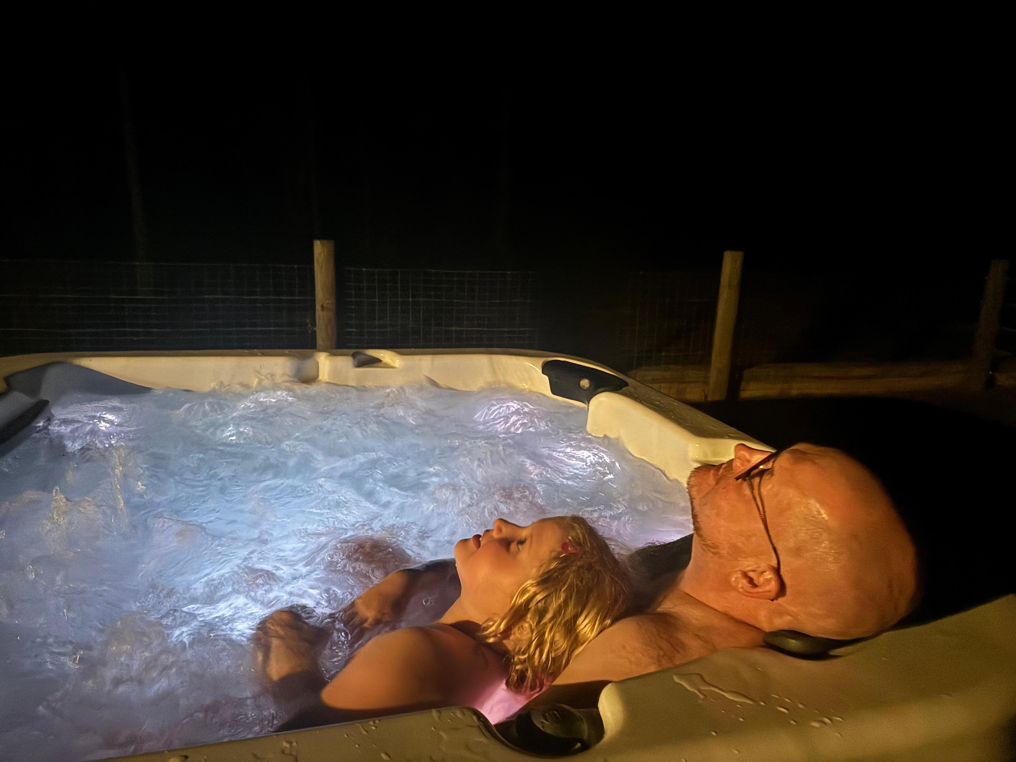 Watching the stars from the Jacuuzzi 