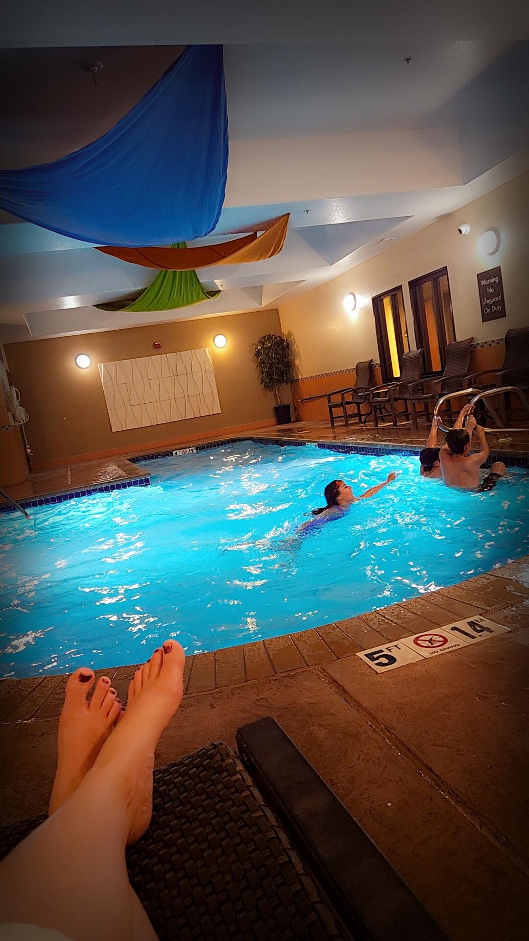 Here's the Pool at night! 😄 (Don't mind my kids) But it was so relaxing! 😌