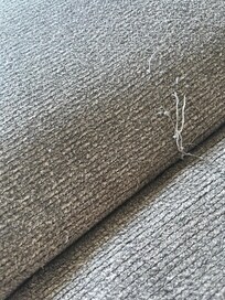 Sofa couch beginning to show wear and tear.