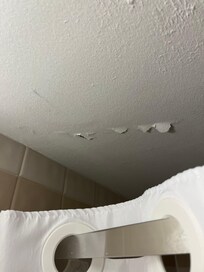 Restroom ceiling torn up
