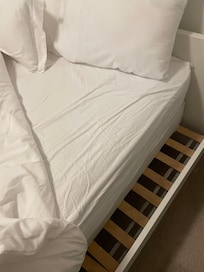 Frame bigger than mattress. Had to climb up