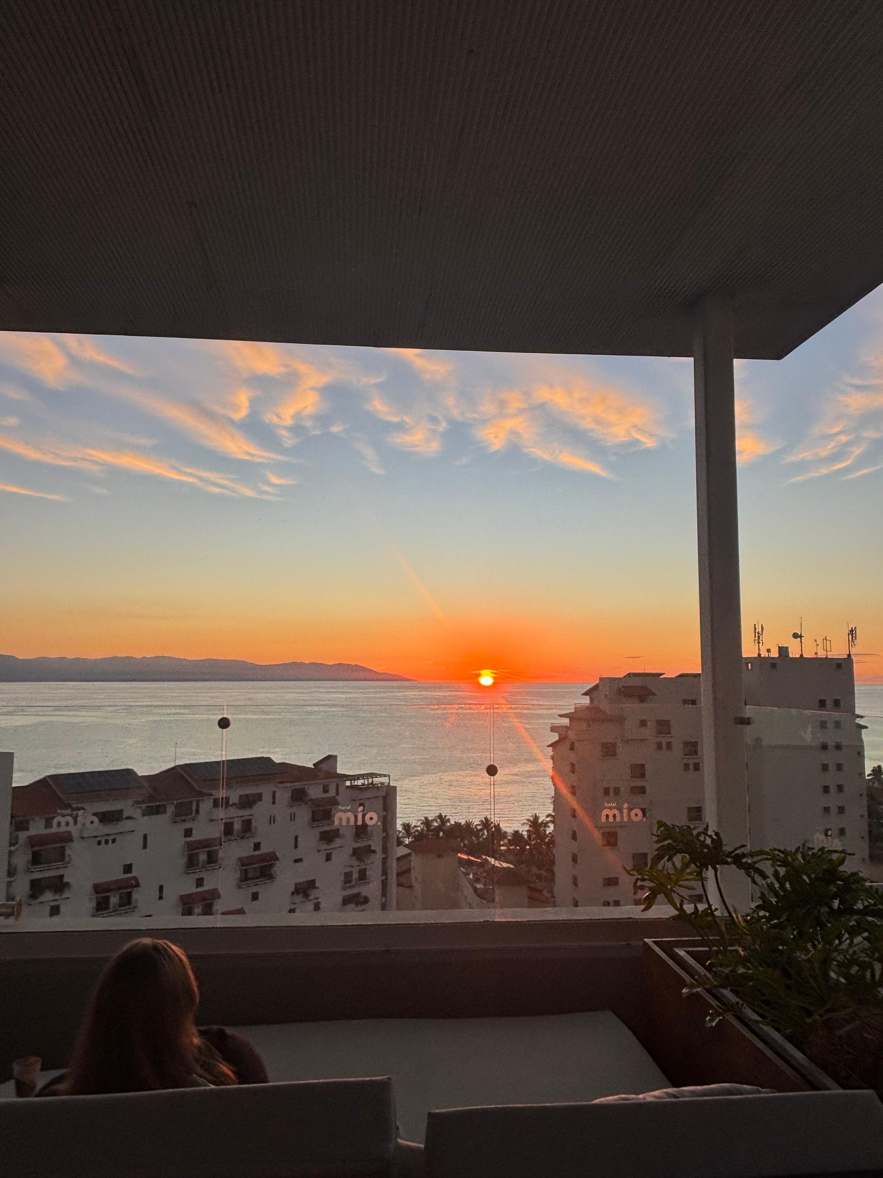 Sunset from rooftop pool 