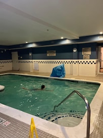 Swimming in the pool.