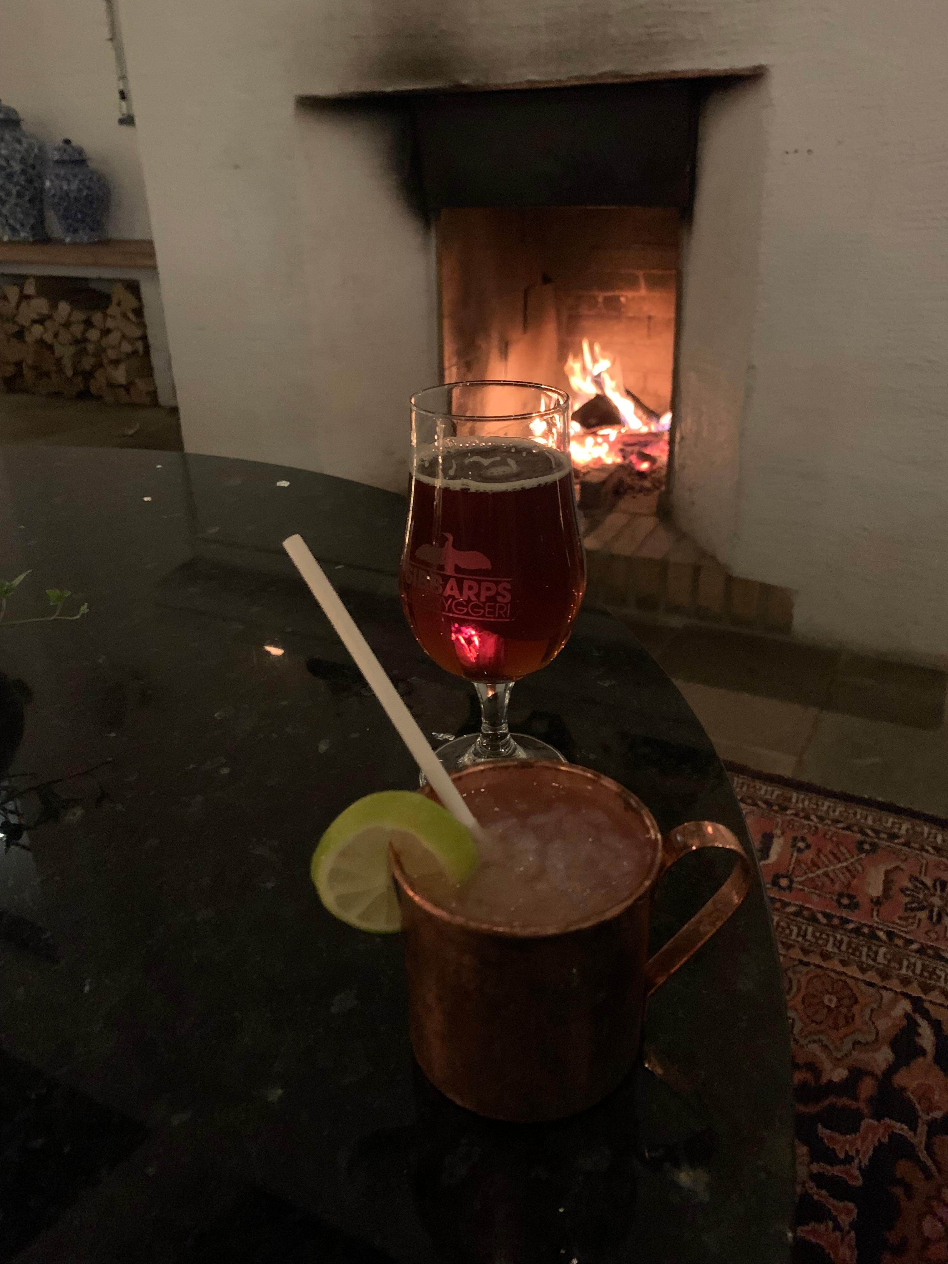 Drinks by the fire