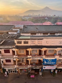 Sunrise from our room at Pakse Hotel