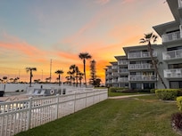 From the condo, looking down the beach around sunset time