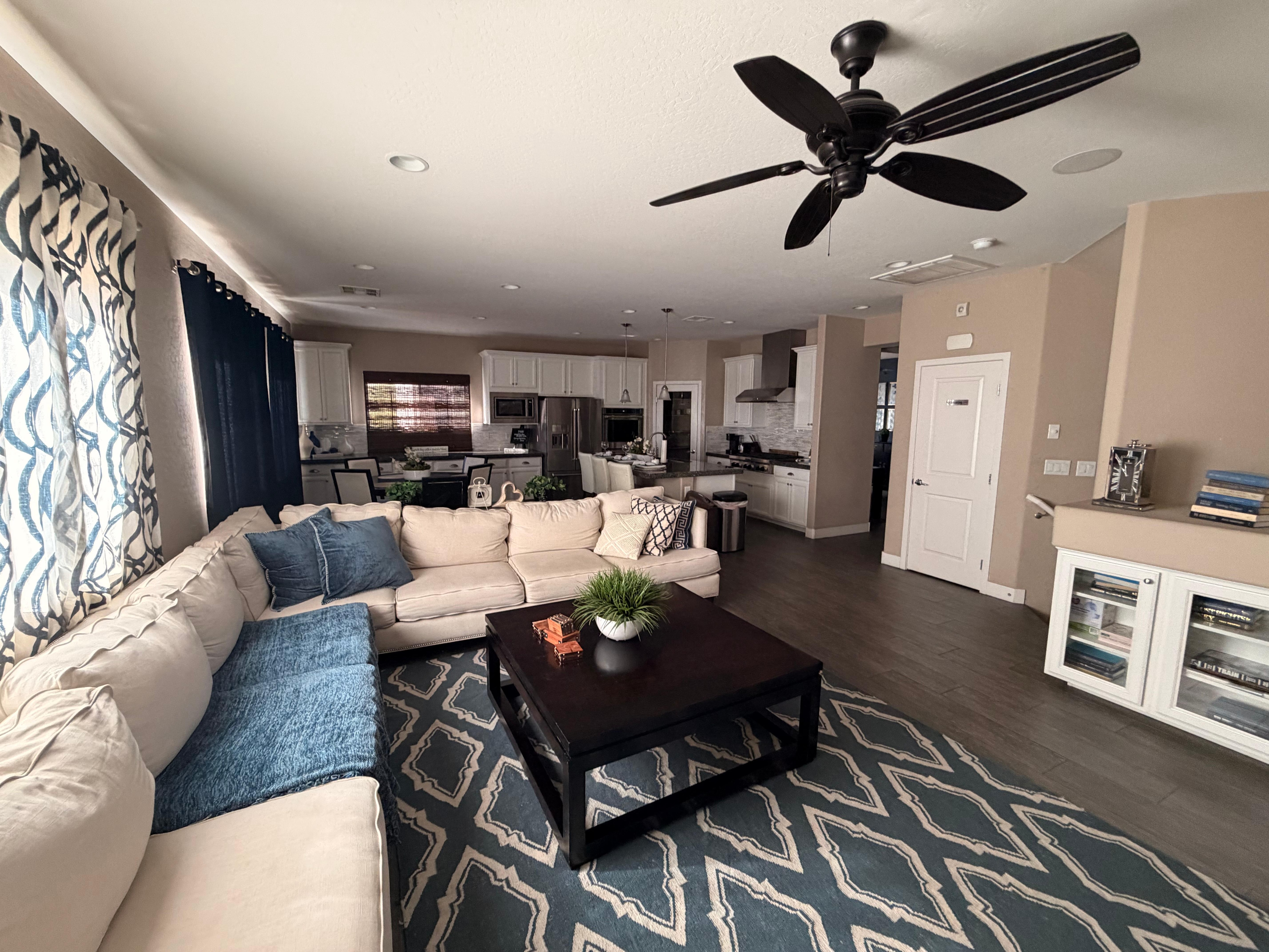 Upstairs living room and kitchen. 