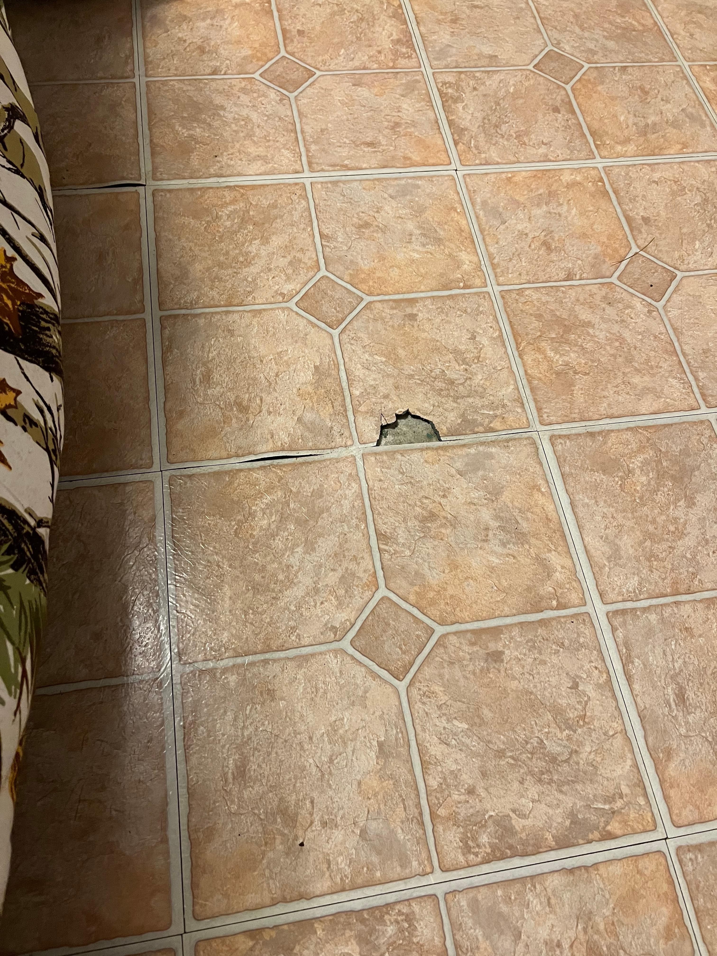 Tile ripped in the bedroom