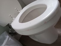 Stains on the commode seat