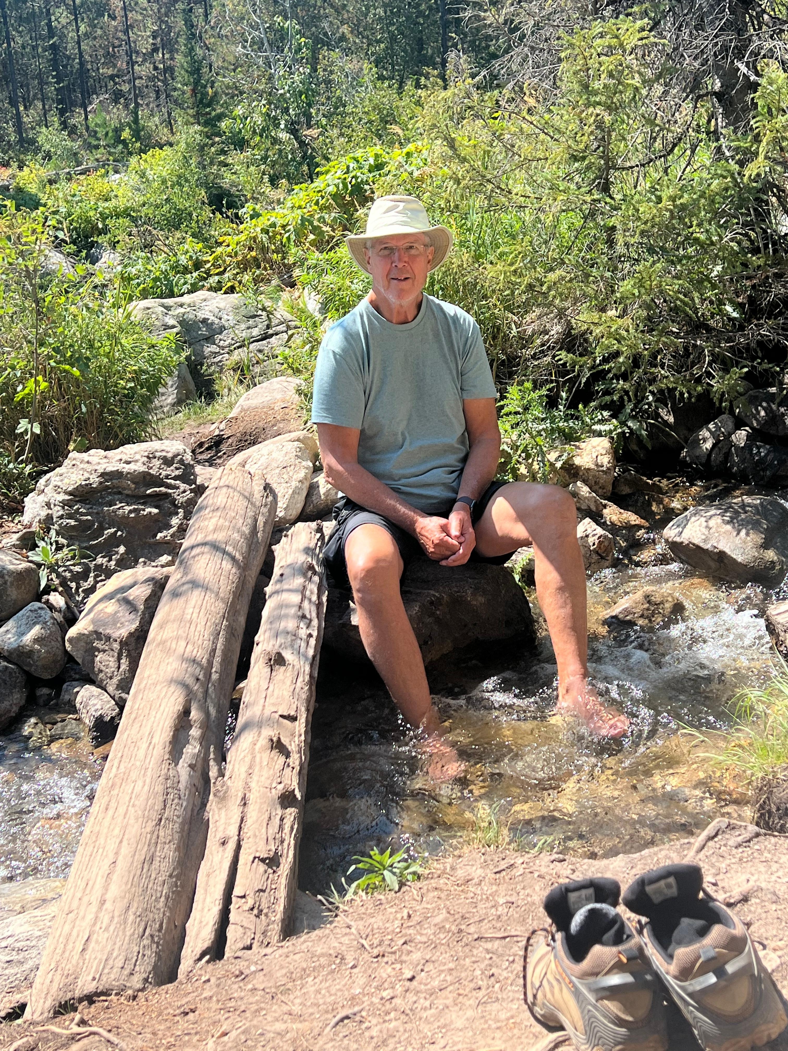 Cooking the feet in Taggert Lake
