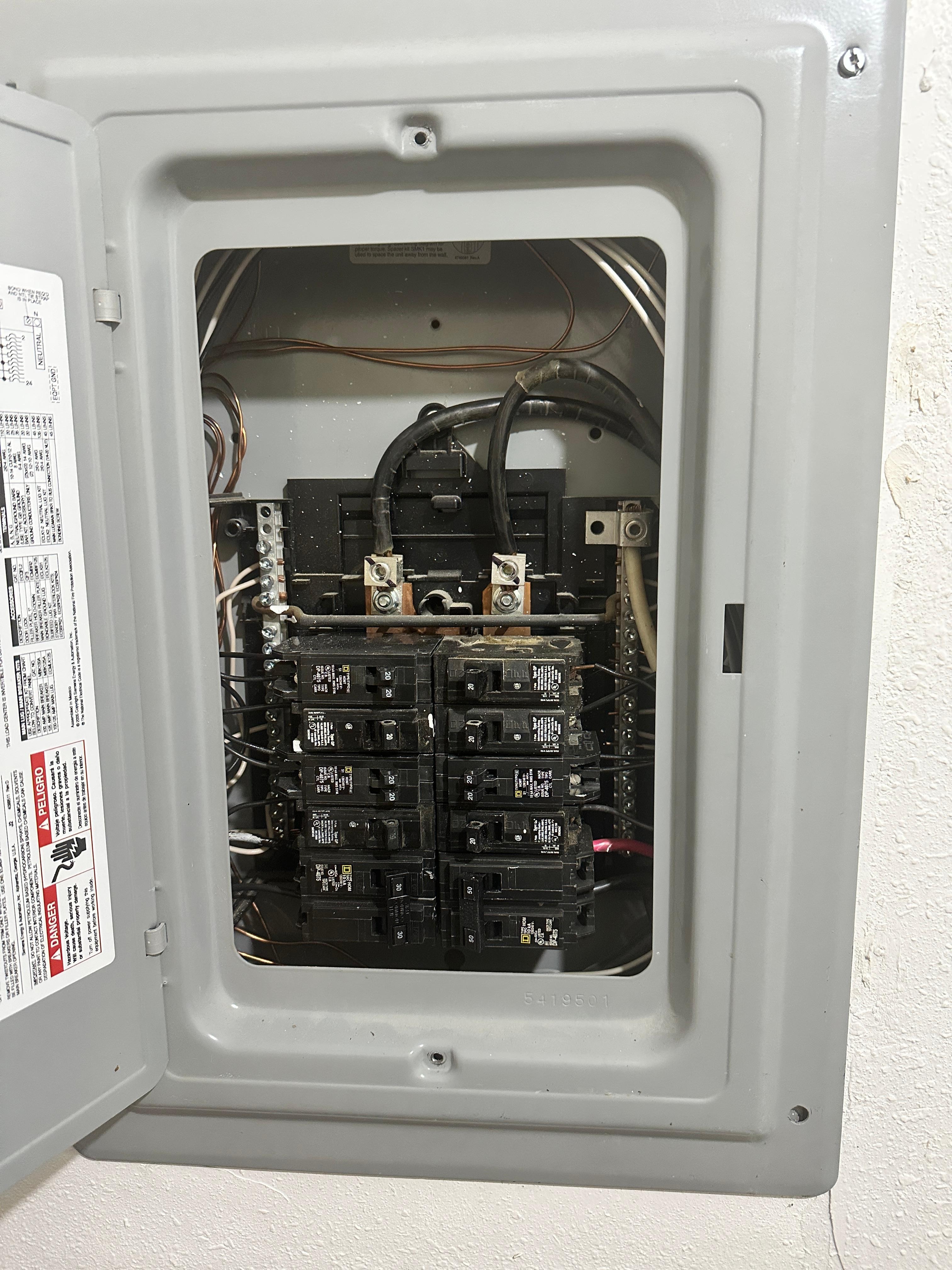 Siemens electrical cover on a Square D circus breaker box