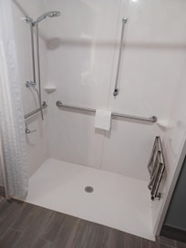 Walk-in shower in handicap room, which oddly was on the second floor.
