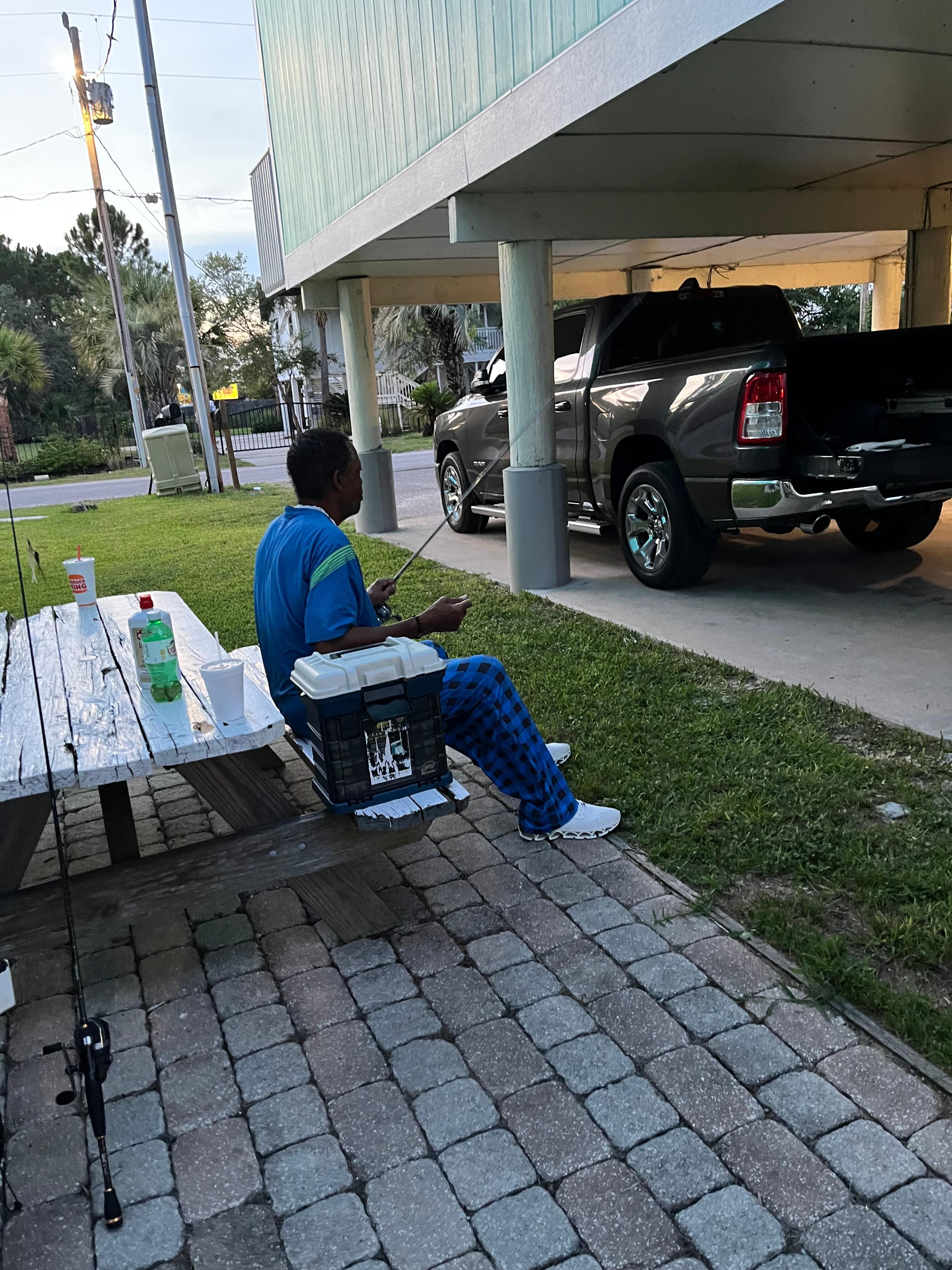 My brother is relaxing 