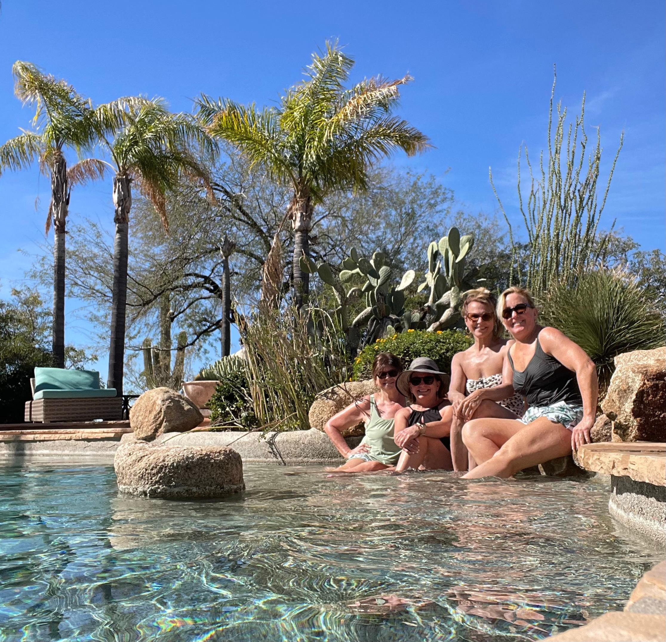 Relaxing by the pool