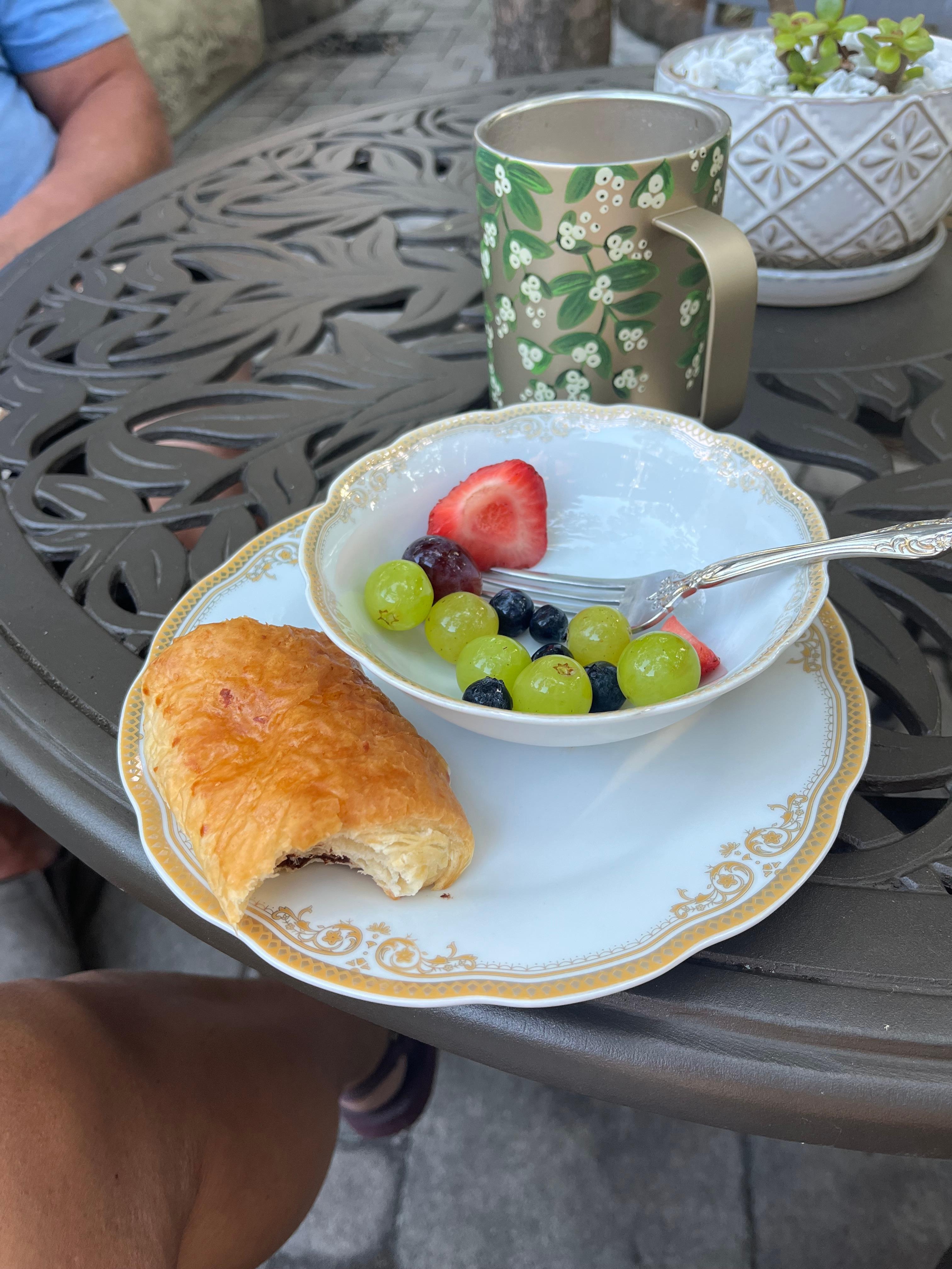 Nice touch to their breakfast- which we enjoyed outside on the patio!