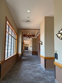 Hall near banquet rooms and to restaurant.