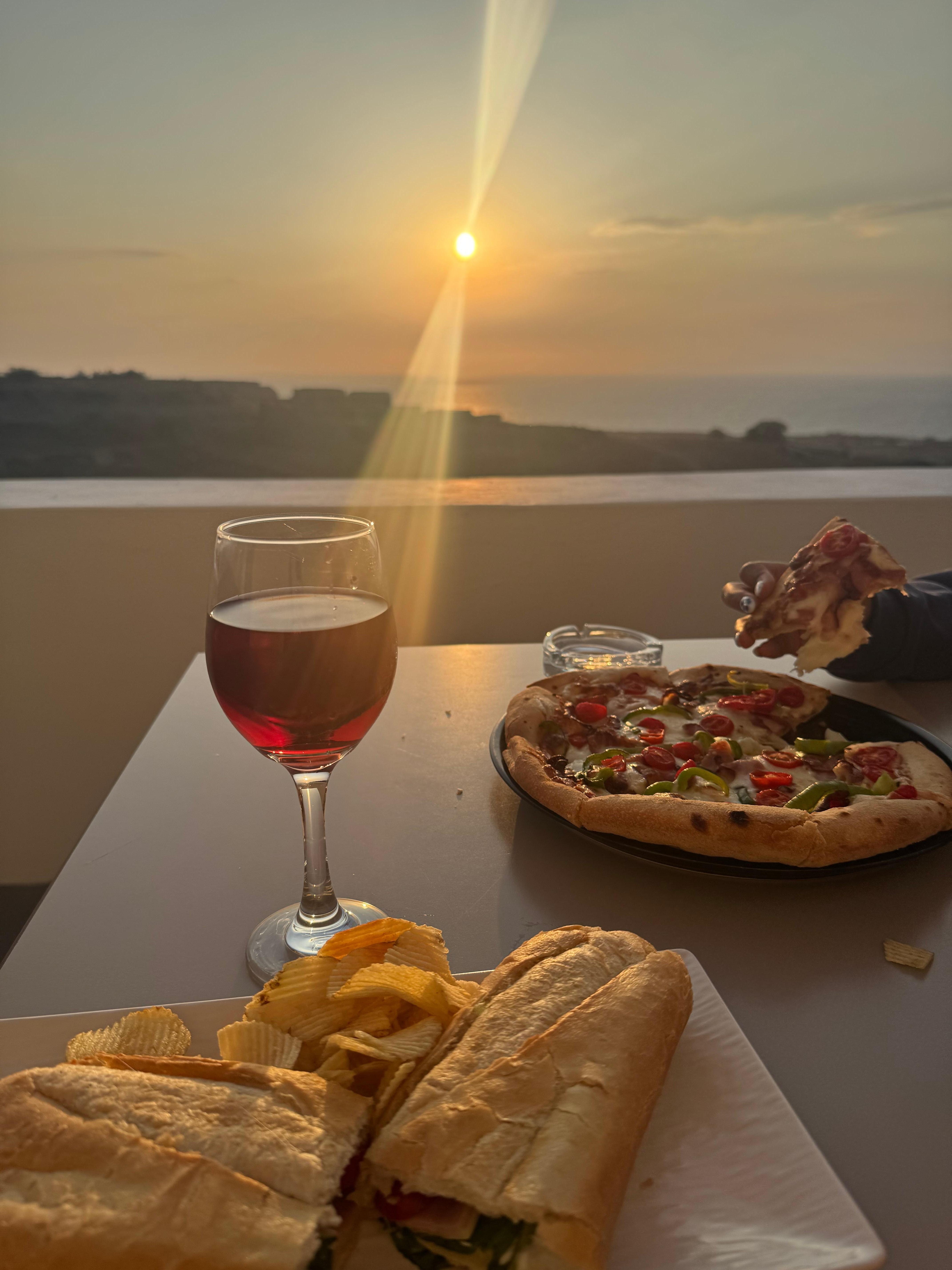 Food from the pool bar enjoyed on our balcony
