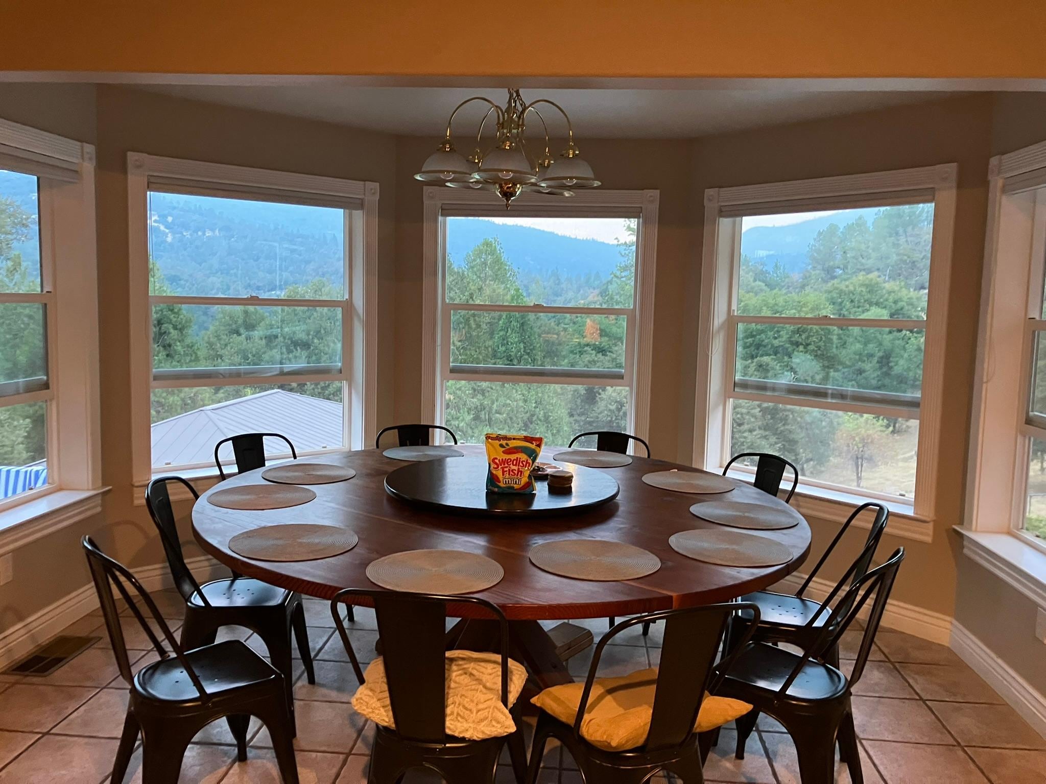 Large table easily sat ten adults.