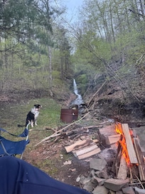 The waterfall in the back is so peaceful and beautiful!