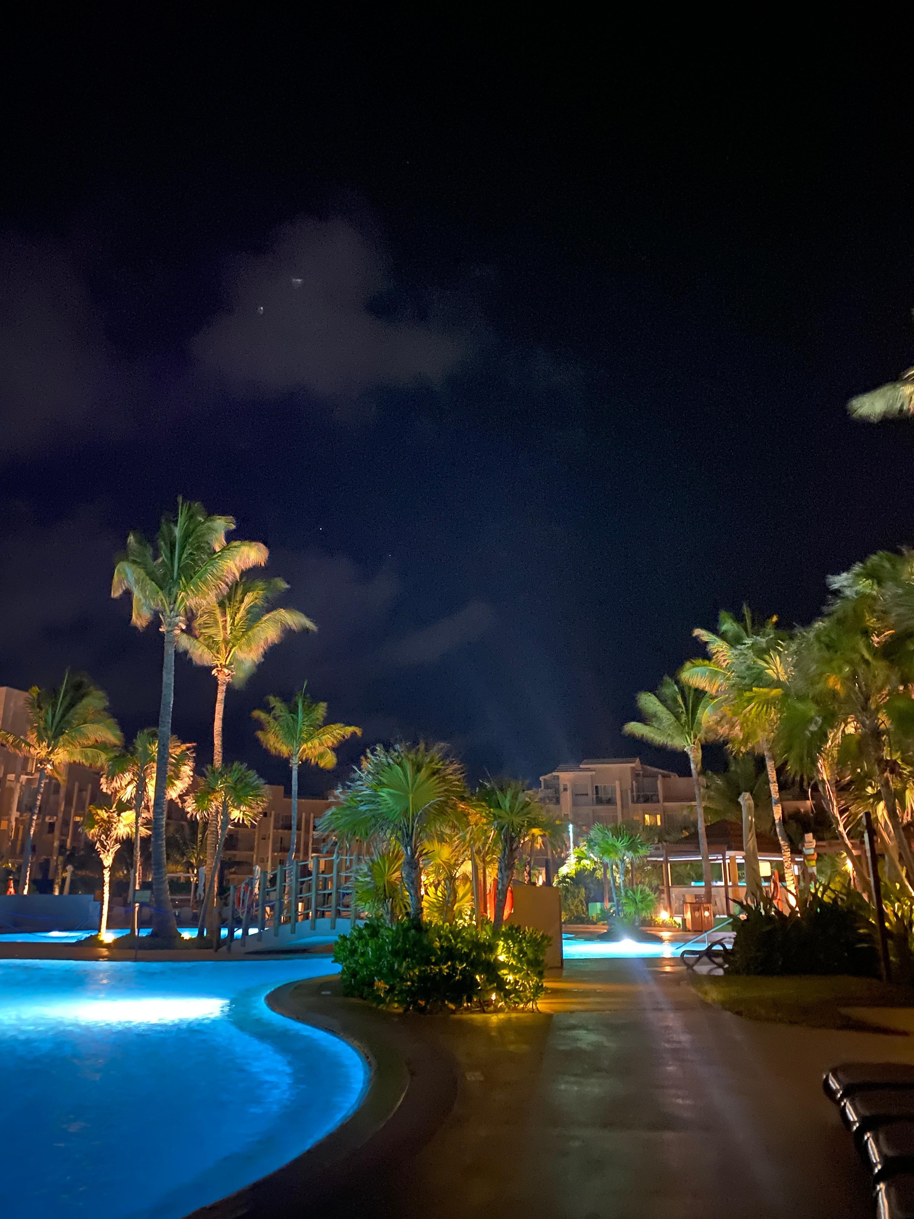 Main pool area by night