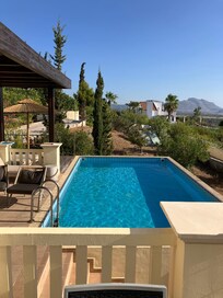 The pool is a perfect way to cool off after a hot day. It is shaded in the afternoon.