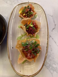 Ahi tuna wonton tacos are delicious