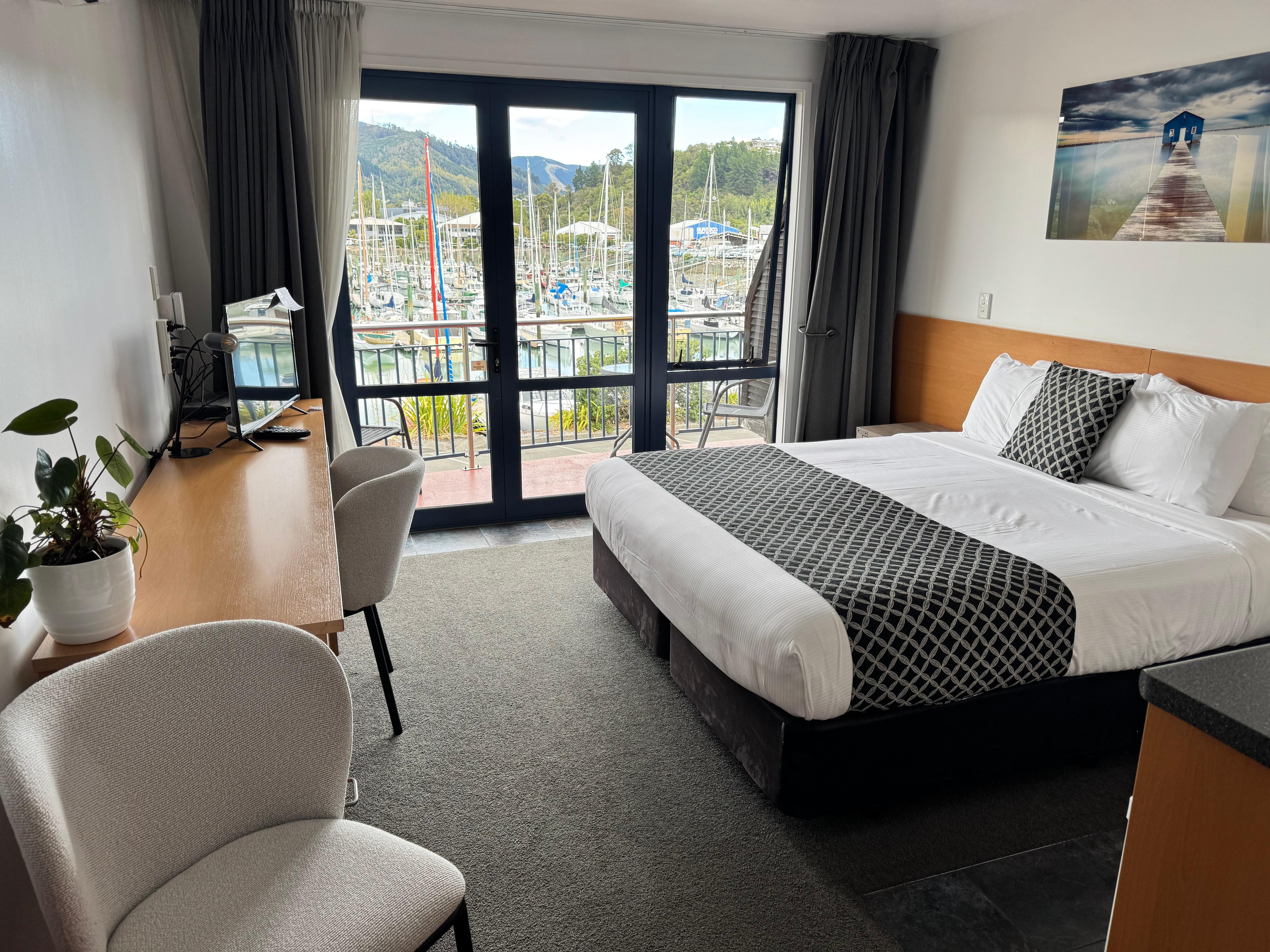 Nicely decorated room is spacious, and comfortable. New Fujitsu air conditioner is quiet yet powerful. 