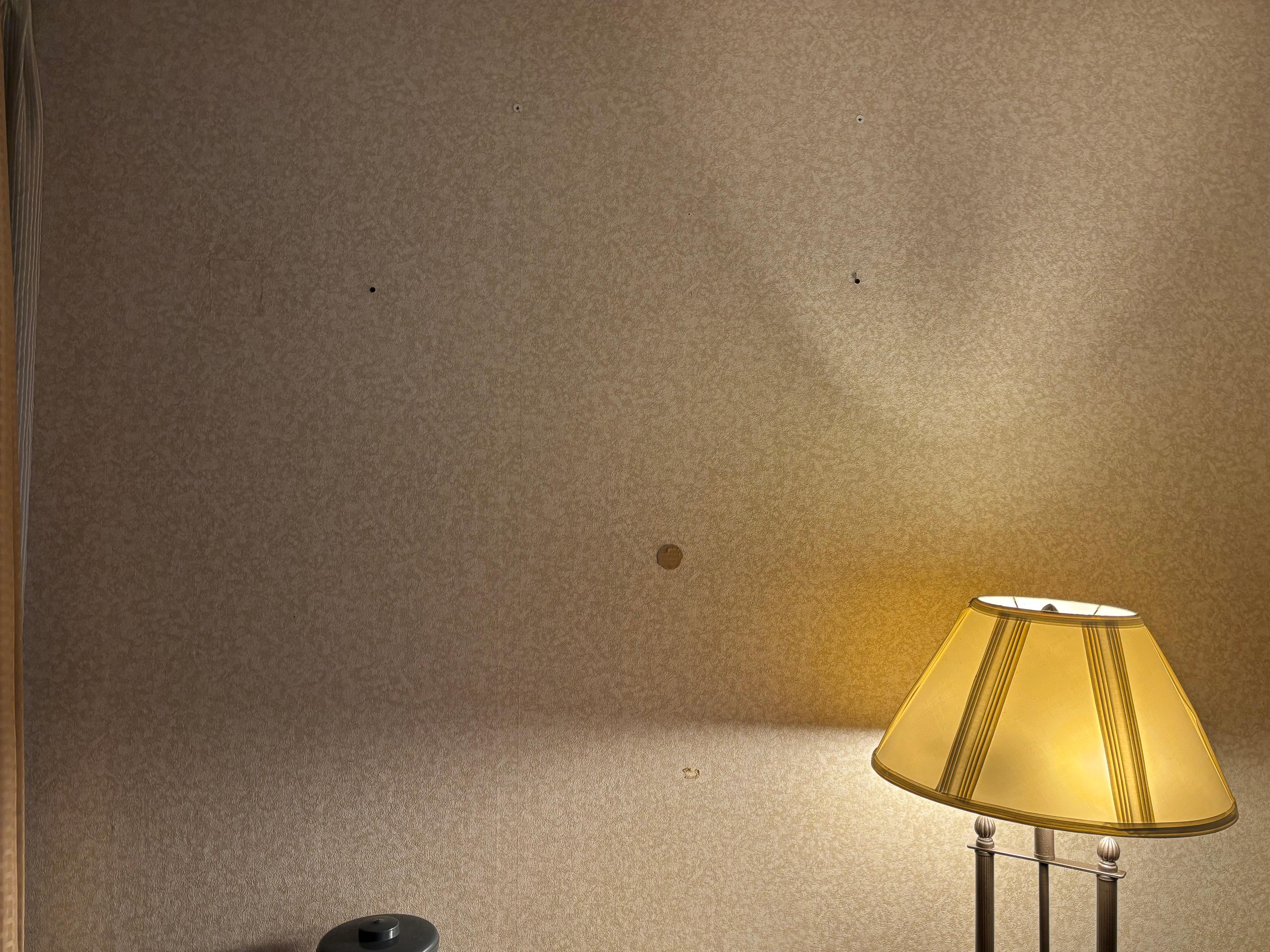 Former picture, mirror? Hardware still left on wall. Or....is this where the cameras are hidden?