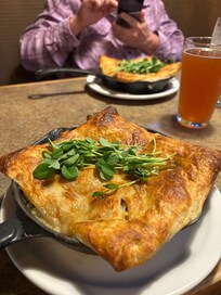 Chicken pot pie from Mt Hood brewing across parking lot.