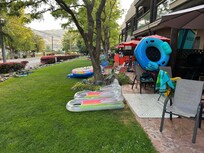 Safe to leave floaties and boards outside, but you could also just drag it back to the garage if you wish