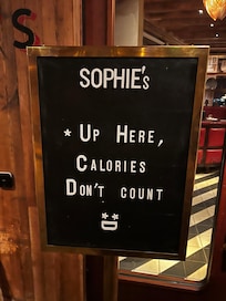 Sign from Sophie’s on the top floor