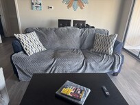 Blanket over an old hide a bed couch