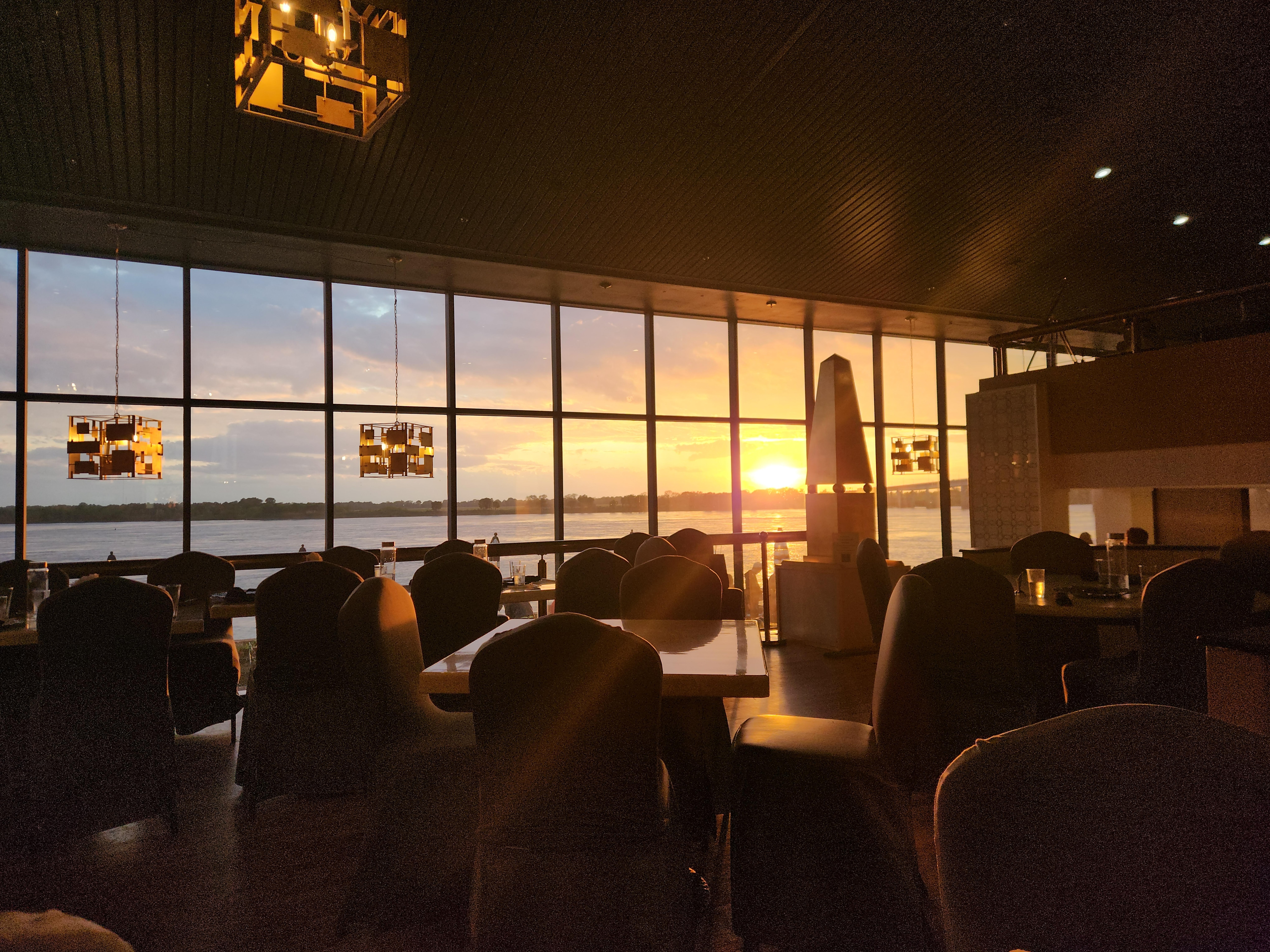 The sunset from Mahogany River Terrace on Mud Island. 