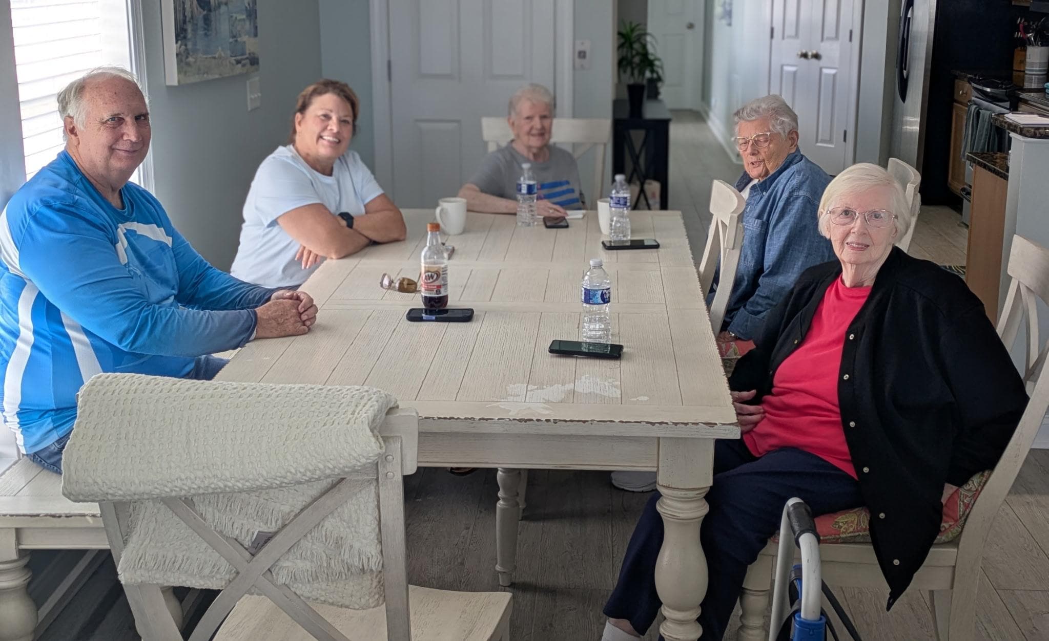 Enjoying lunch and talking