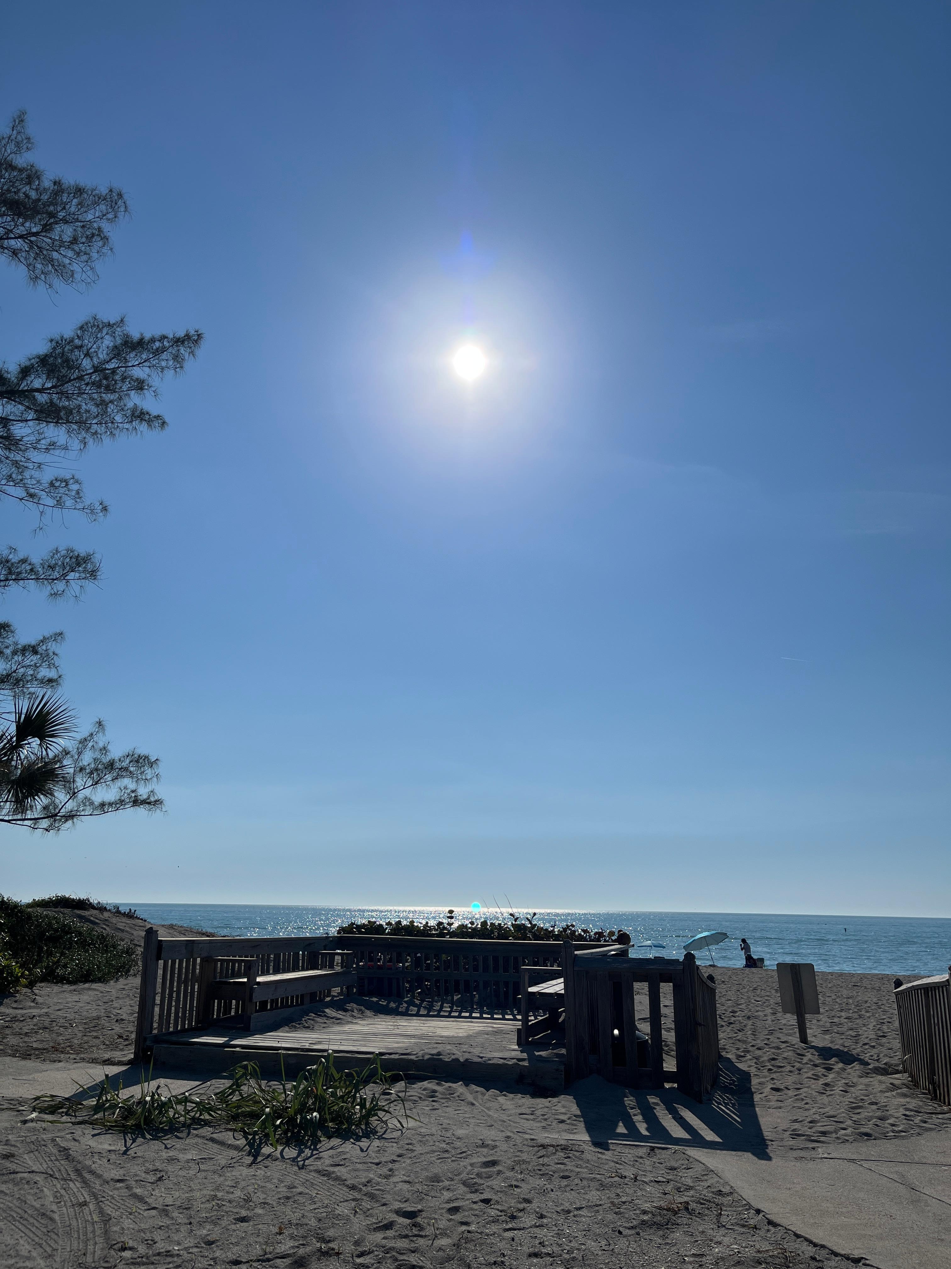 Platform overlooking the beach at the property.