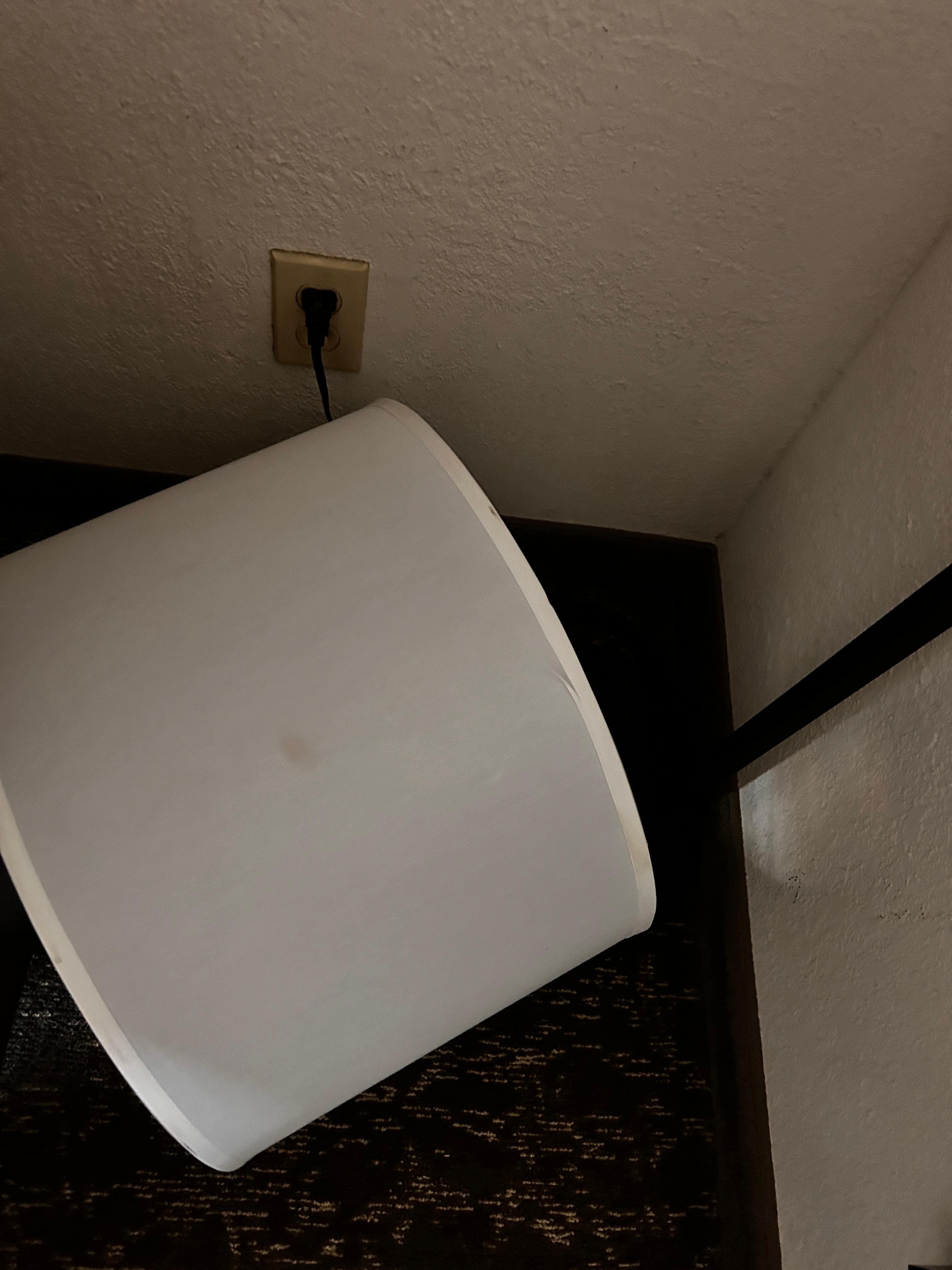 The lampshade fell off randomly in the middle of the day, probably because the AC was blowing, it wasn’t even screwed down properly