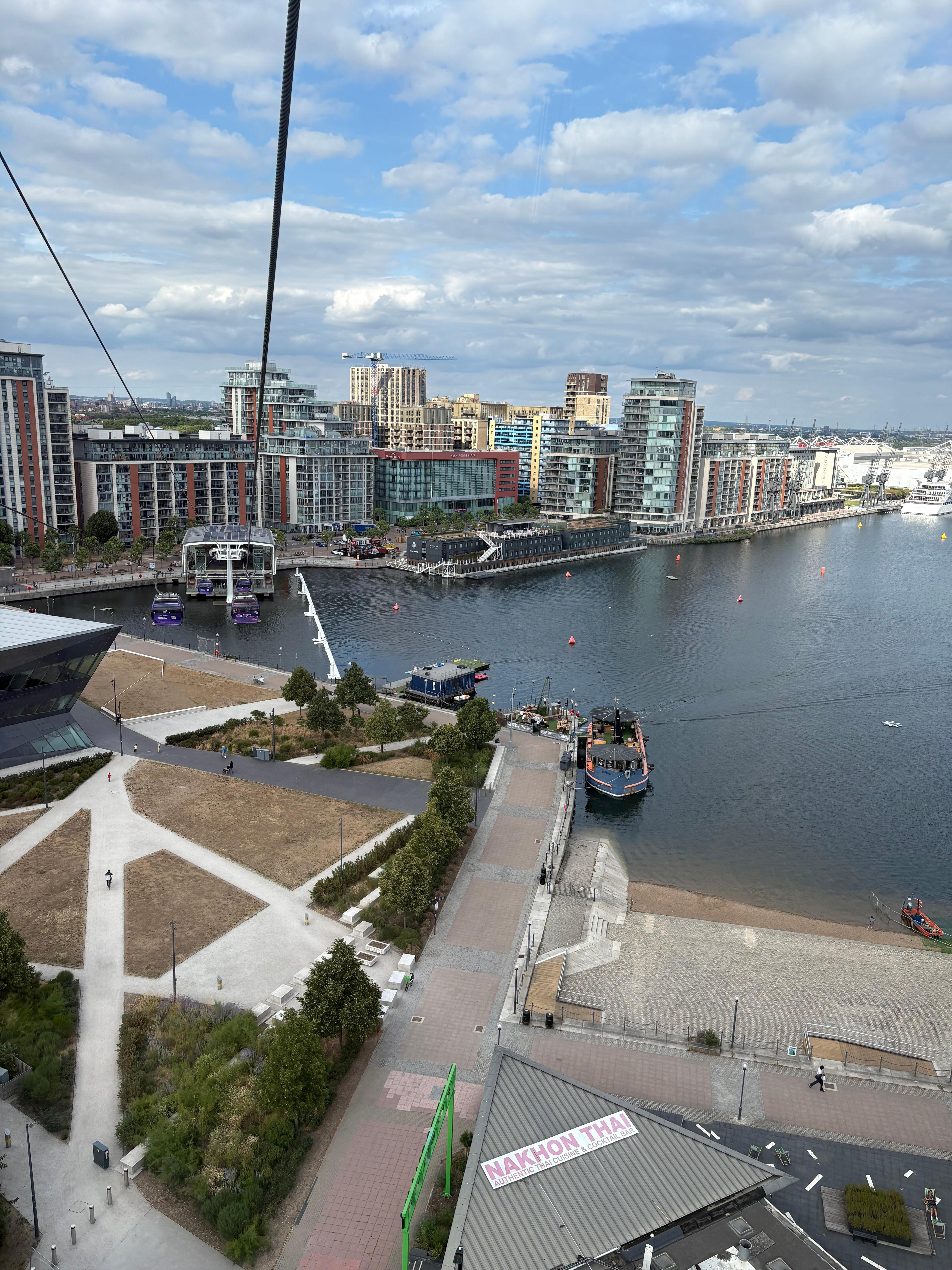 Went across the docks and the Thames,  to the O2 arena, vie cable car. 