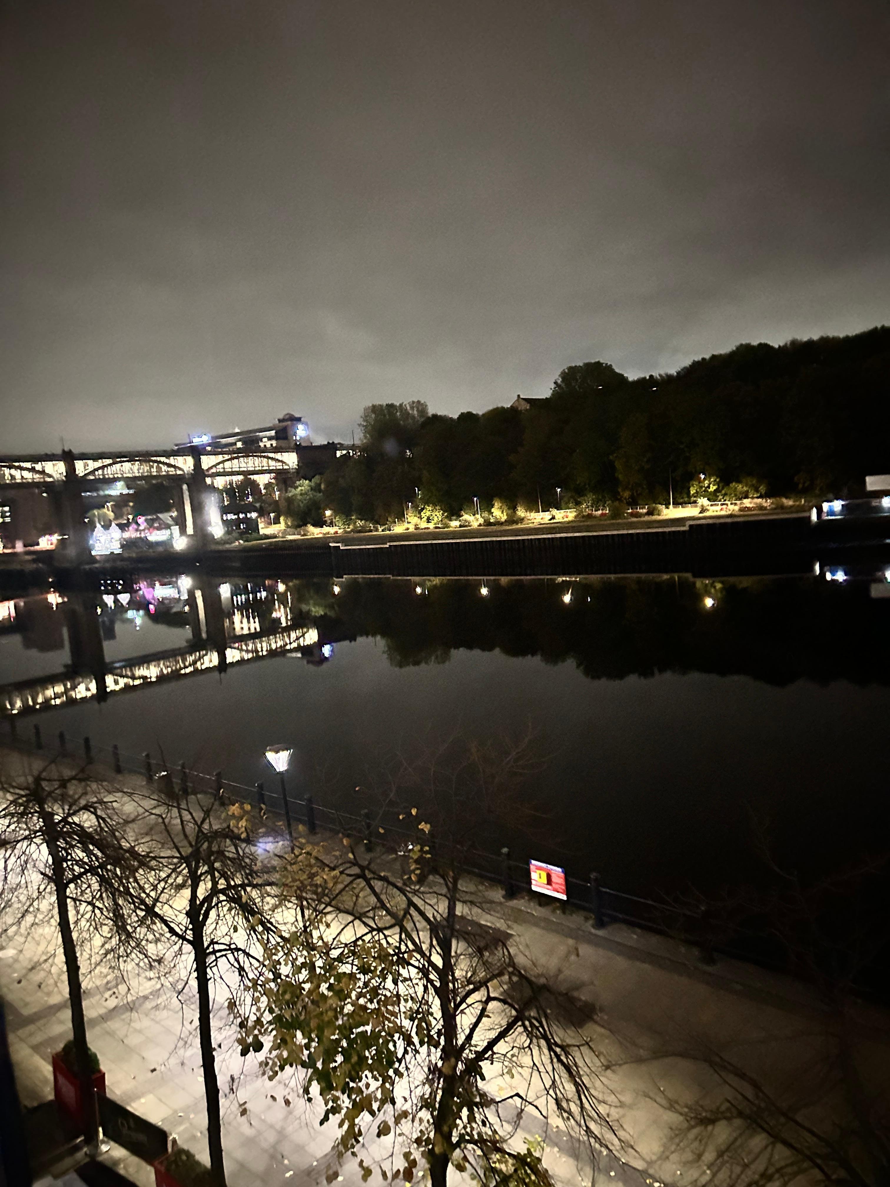 View from the room late at night overlooking the tune.