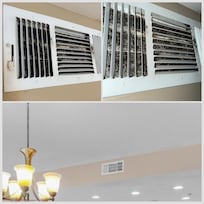 Mold in air vent in dining room above the table. Listing photo at the bottom of collage to show location of vent.