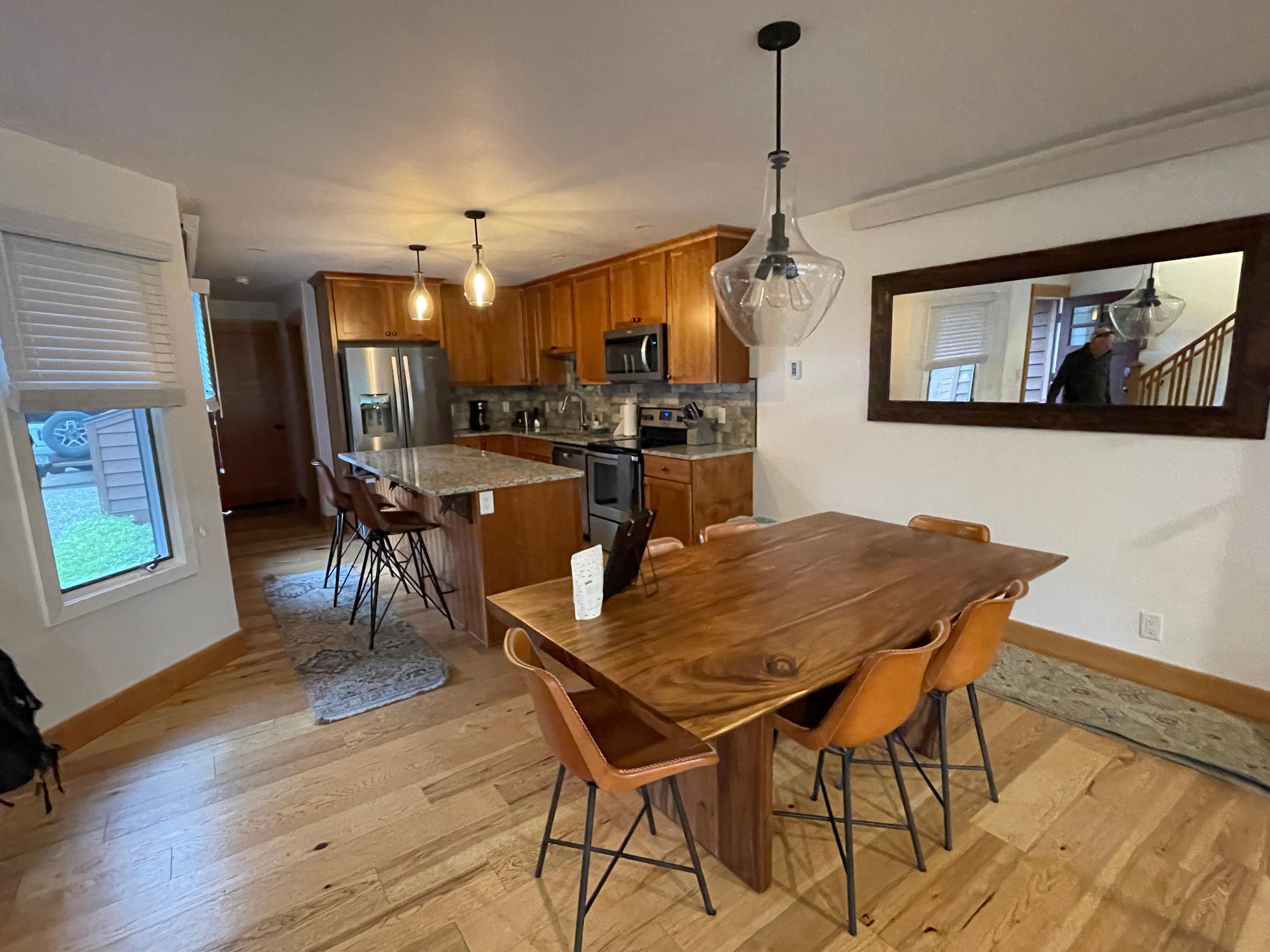 View of dining room and kitchen