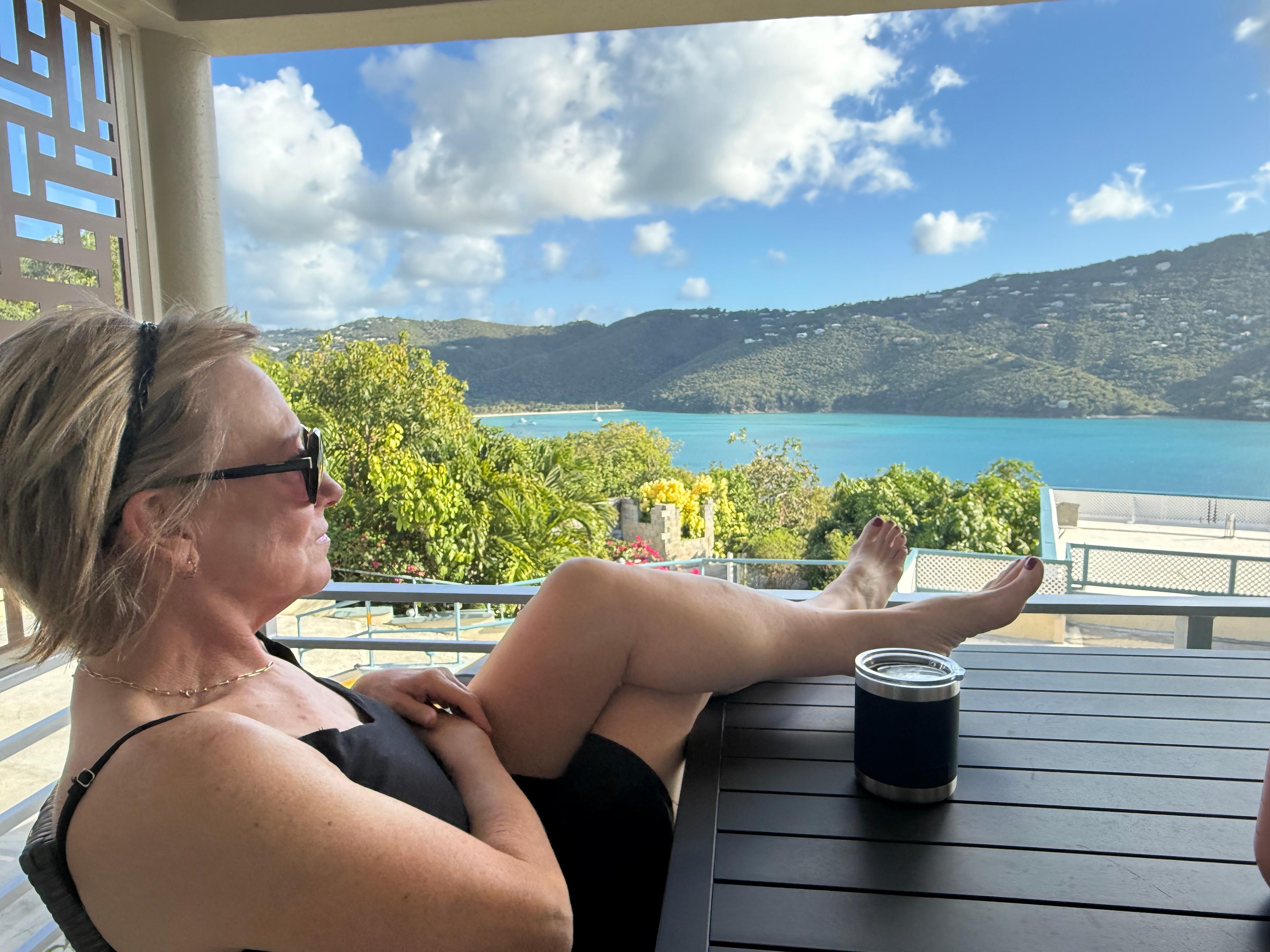 Enjoying the view from the veranda 