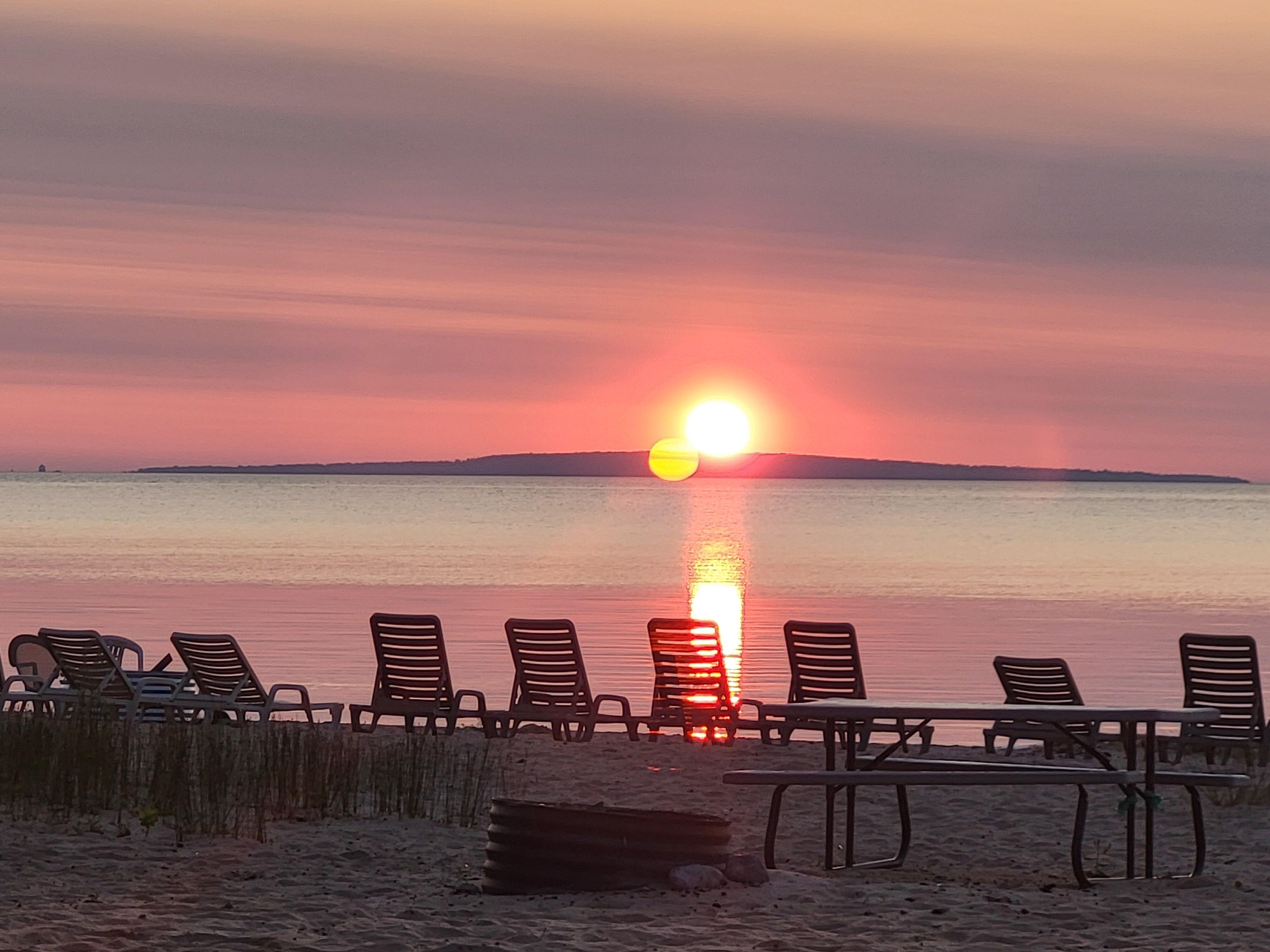 Sunrise outside our room on the shores of Lake Superior. 