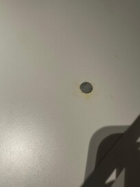 Dirty pull down shelf, clearly not cleaned