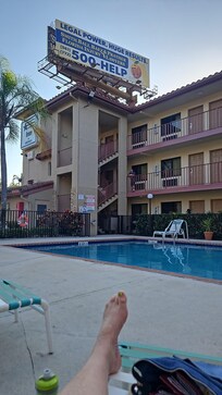 Signage above the rooms. There are 2 large highways bifurcating all around the hotel.