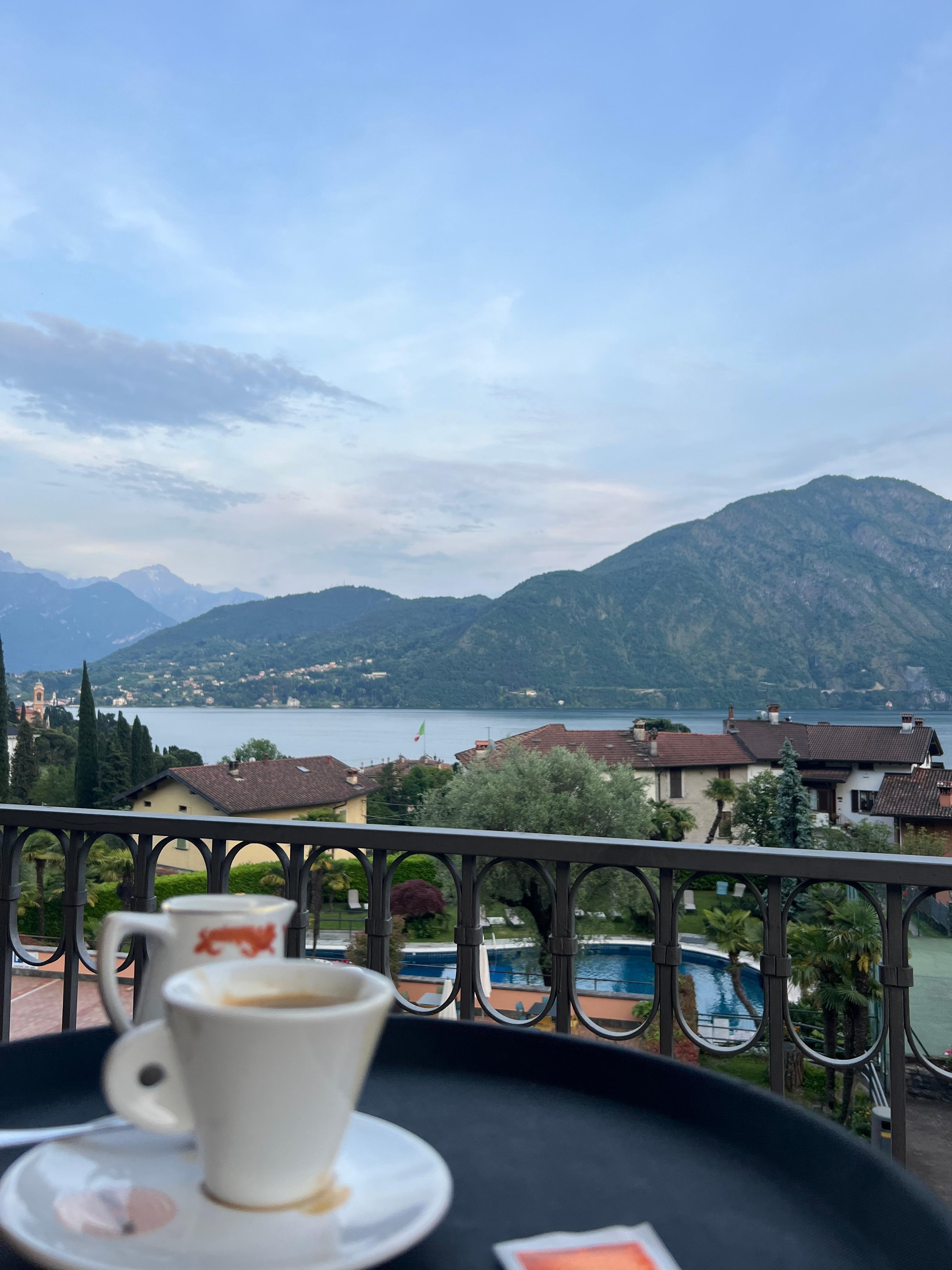 Espresso overlooking the gorgeous lake view