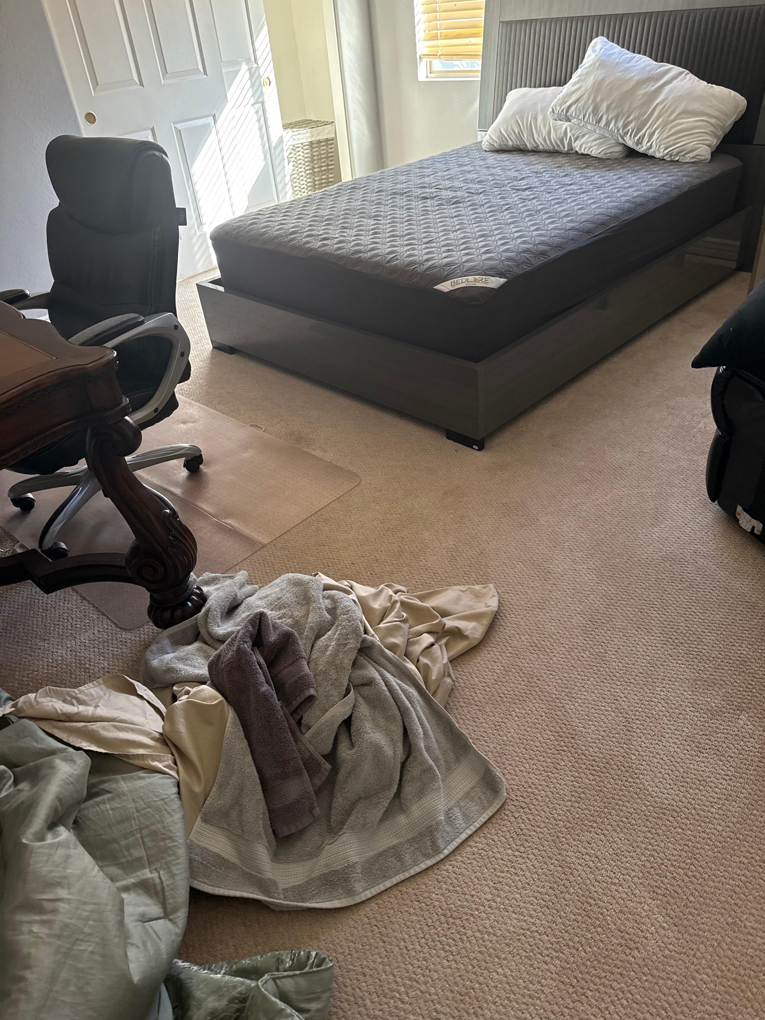 Dirty linen on the floor