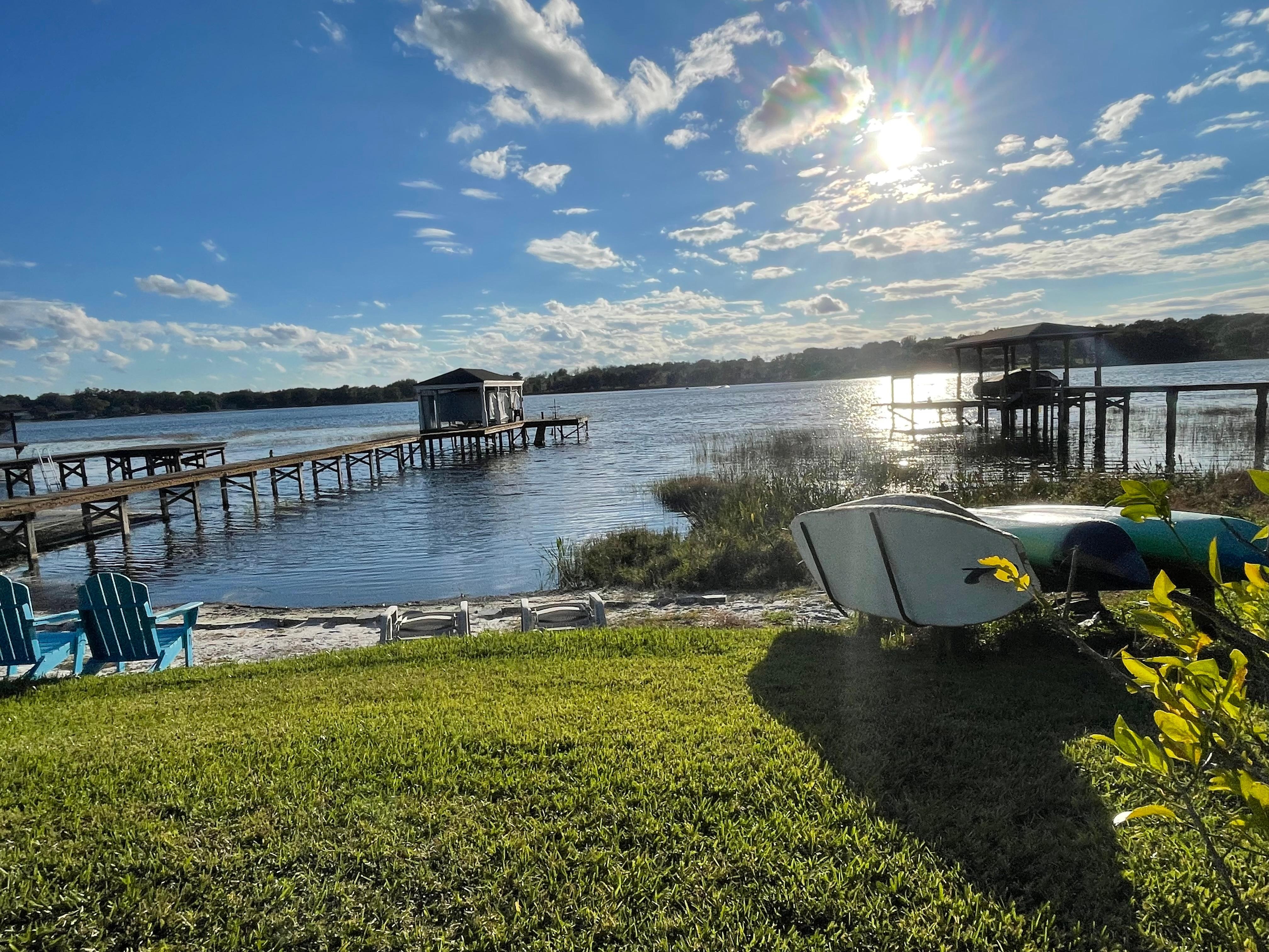 Backyard, dock, lake