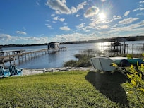 Backyard, dock, lake