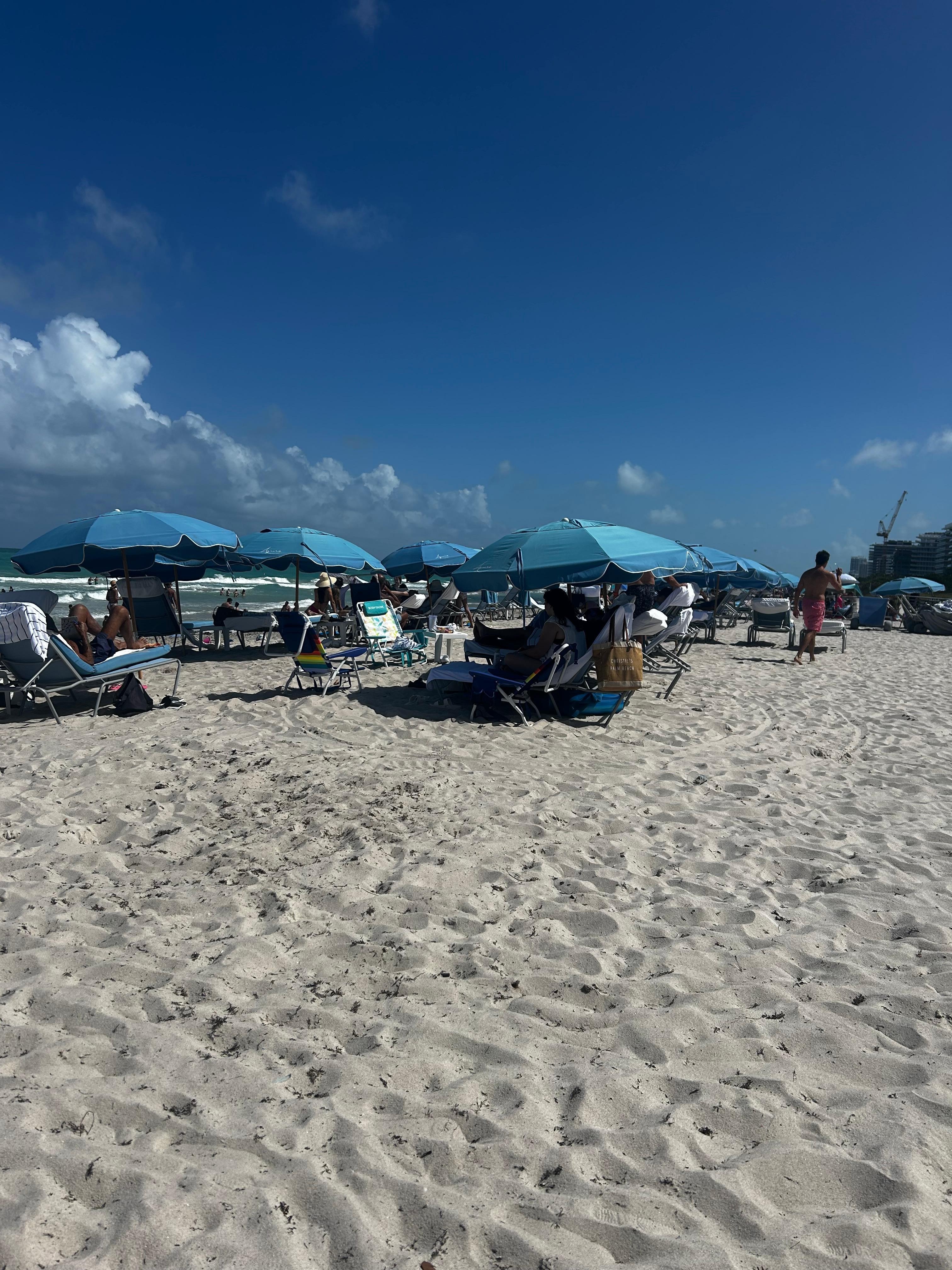 Beach with all hotels with umbrellas
